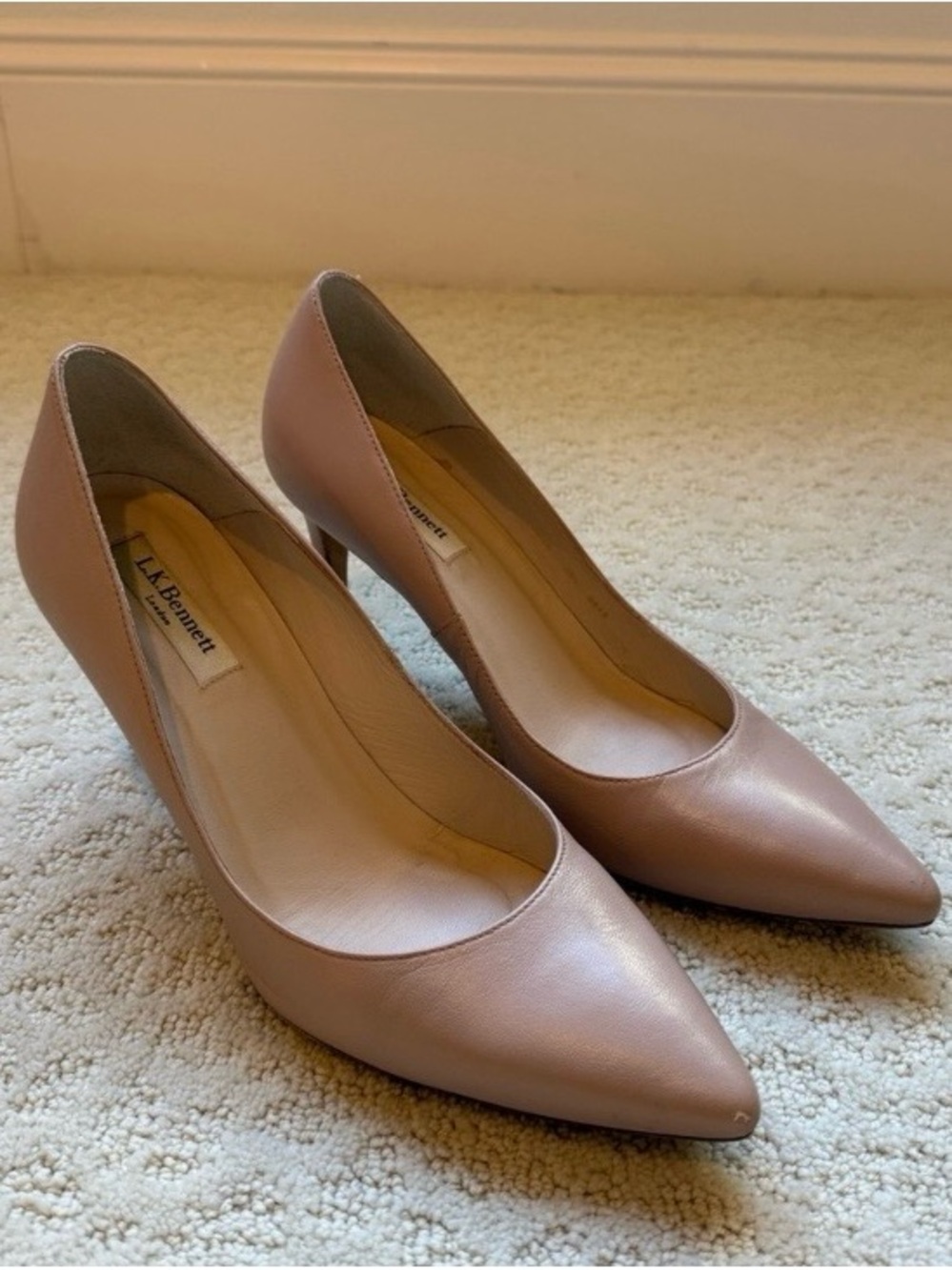 LK Bennett Blush Leather Pointed-Toe Pumps